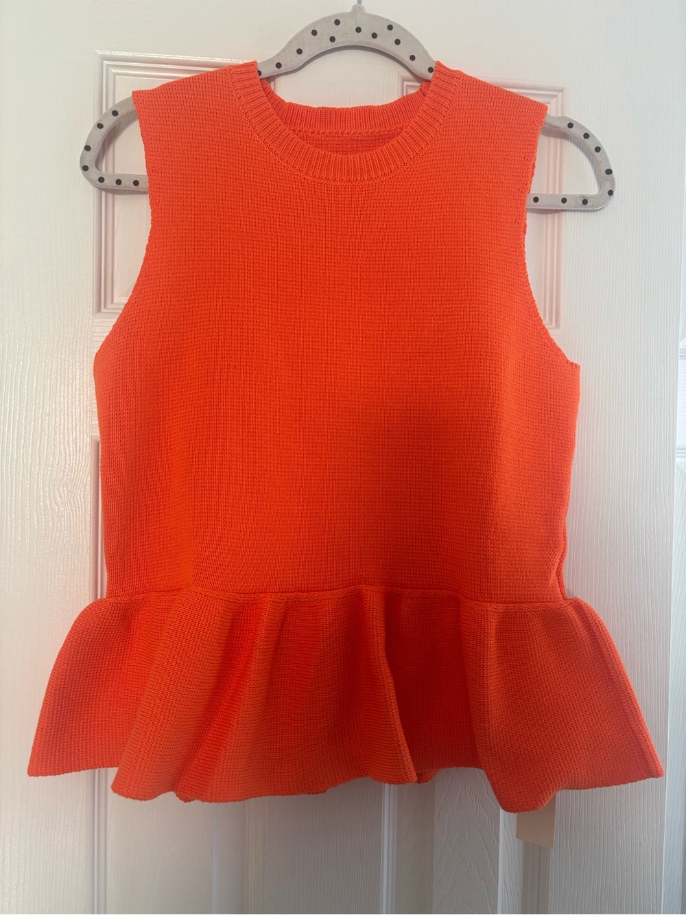 Commense Bright Orange Sleeveless Peplum SweaterTop